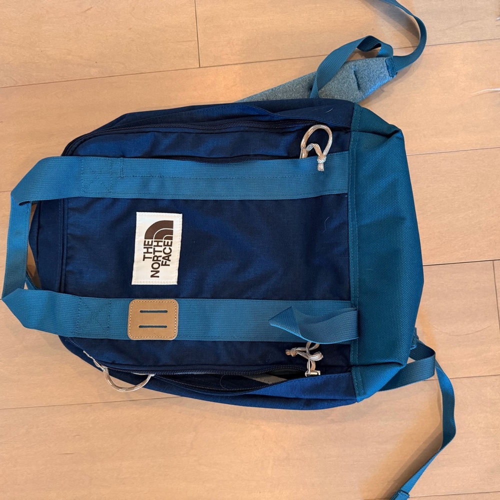 The North Face navy and teal men's backpack